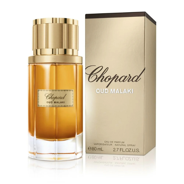 Chopard Oud Malaki 80 ML EDP original perfume for men available at Luca Perfumes Qatar – intense woody oud fragrance in Doha Qatar