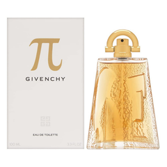 Pi 100ml eau de toilette bottle in bold geometric glass design with warm amber color