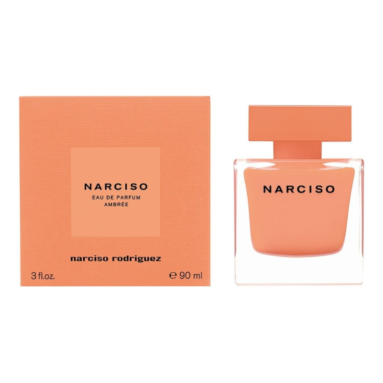 Narciso Rodriguez Narciso Ambrée 90 ml Eau de Parfum in a rounded glass bottle with a minimalist design and warm amber-toned fragrance inside.