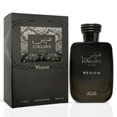 Rasasi Hawas For Him Venom Eau De Parfum 100ML at Luca Perfumes Qatar – bold aquatic and woody men’s fragrance available in Qatar with fast delivery.