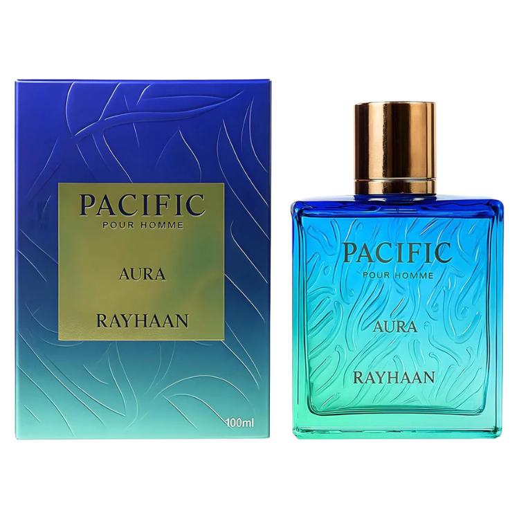 Rayhaan Pacific Aura Eau de Parfum 100ML perfume available at Luca Perfumes Qatar – fresh luxury branded fragrance in Qatar
