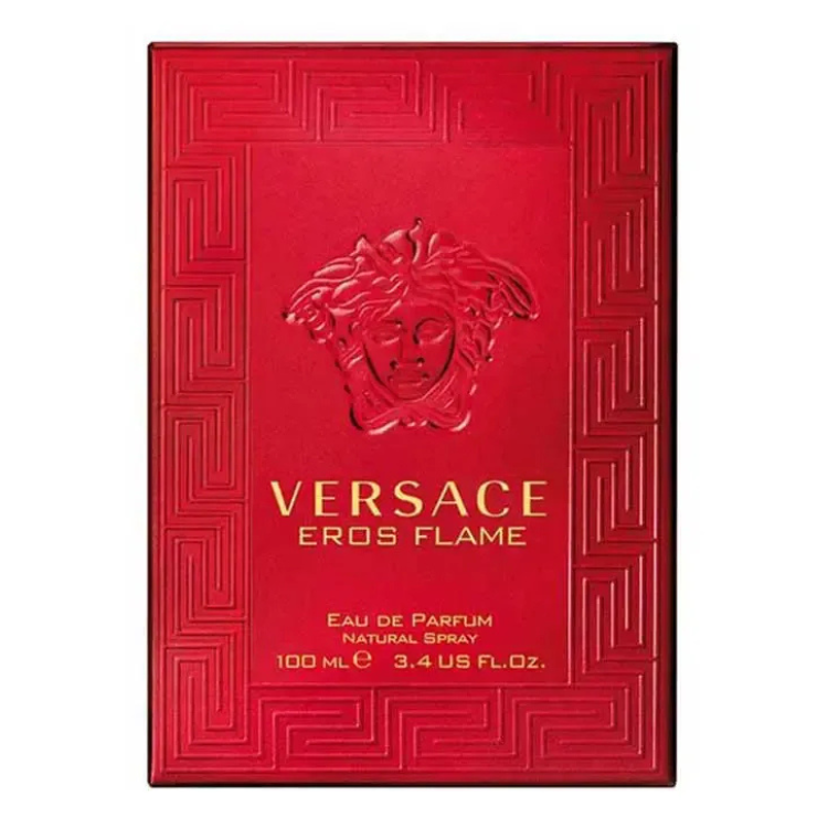 “Versace Eros Flame 100ml EDP perfume with warm spicy woody scent, original fragrance in Qatar”