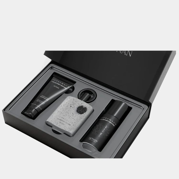 Afnan Supremacy Collector’s Edition Gift Set EDP 100ML available at Luca Perfumes Qatar – premium men’s fragrance gift set in Qatar
