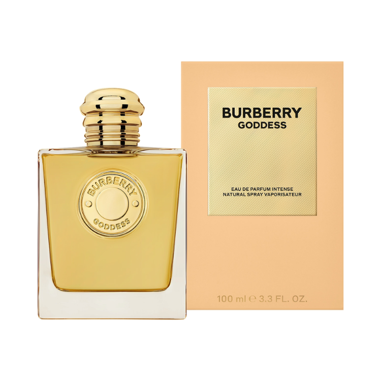 Burberry Goddess Eau de Parfum Intense 100ml bottle in warm gold glass with elegant square design
