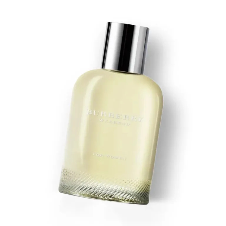 Burberry Weekend for Women 100ml eau de parfum bottle with soft beige tone and simple rounded design
