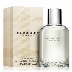 Burberry Weekend for Women 100ml eau de parfum bottle with soft beige tone and simple rounded design
