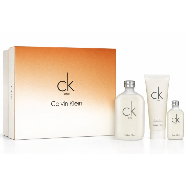 Shop Calvin Klein CK One Gift Set 100 ML EDT at Luca Perfumes Qatar, original unisex perfume gift set available in Doha, Qatar with fast delivery.
