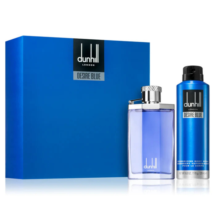 Shop Dunhill London Desire Blue Gift Set 100 ML EDT at Luca Perfumes Qatar, original men’s fresh fragrance gift set available in Doha, Qatar with fast delivery.
