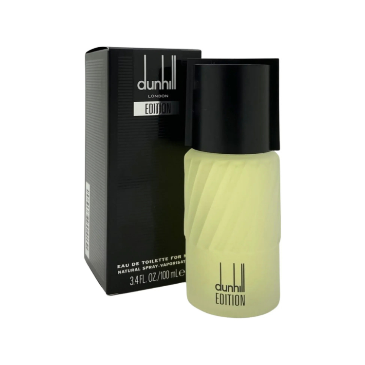 Dunhill London Edition for Men 100 ml Eau de Toilette in a clear rectangular glass bottle with a silver cap and light-toned fragrance inside.
