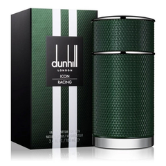 Dunhill London Icon Elite 100 ml Eau de Parfum in a clear rectangular glass bottle with a silver cap and rich amber-toned fragrance inside.
