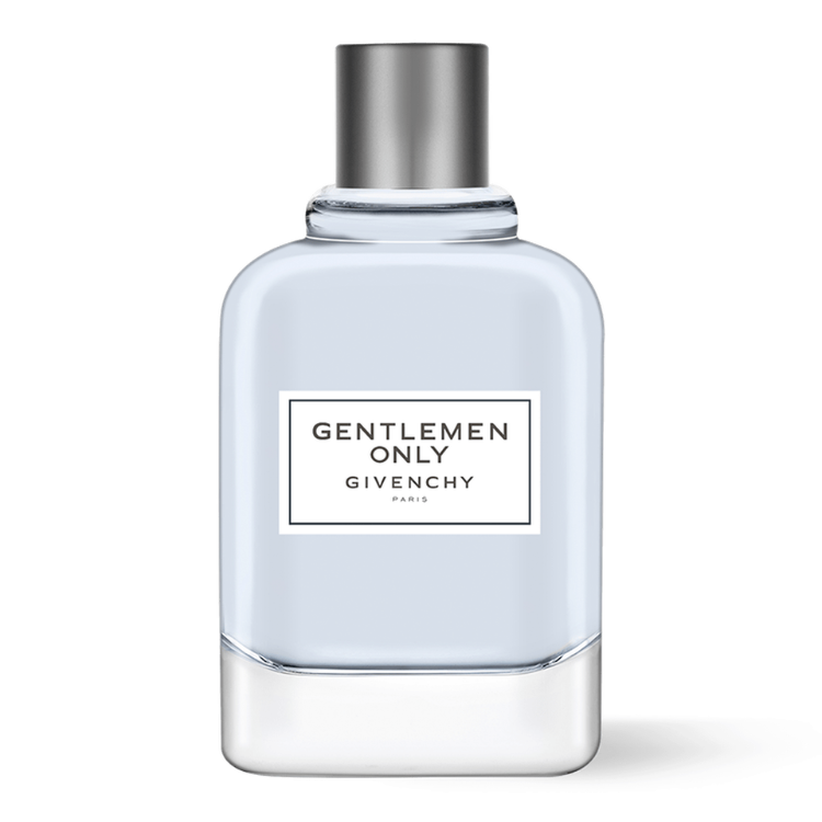 Gentleman Only 100ml eau de toilette bottle in clear glass with silver cap and simple design
