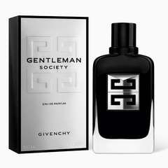 Gentleman Society 100ml eau de parfum bottle in black glass with silver logo and modern design
