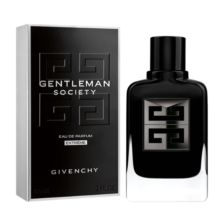 Gentleman Society Eau de Parfum Extreme 100ml bottle in deep black glass with bold silver logo
