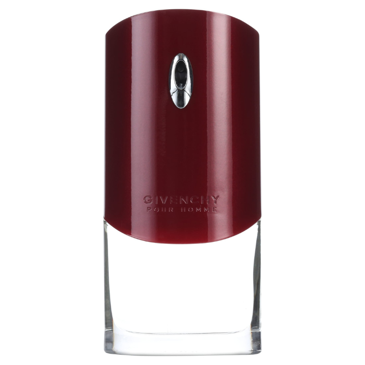 Pour Homme 100ml eau de toilette bottle in clear square glass with warm amber tone and silver cap
