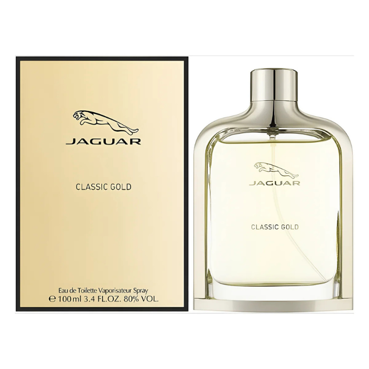 Jaguar Classic Gold 100ML EDT for men elegant woody fragrance available at Luca Perfumes Qatar with fast delivery in Doha
