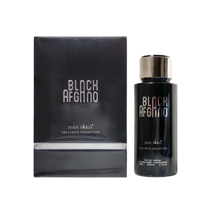 Jean Paris Black Afgano Eau de Parfum 80ML EDP – deep woody unisex fragrance available at Luca Perfumes Qatar.

