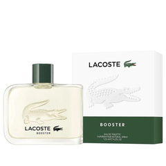 Lacoste Booster Eau de Toilette 125ML EDT for men – fresh citrus sporty fragrance bottle available at Luca Perfumes Qatar.
