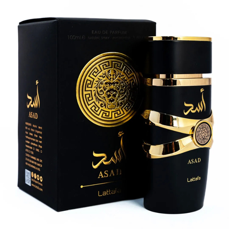 Lattafa Asad Black 100ML EDP intense woody oriental fragrance for men available at Luca Perfumes Qatar with fast delivery in Doha
