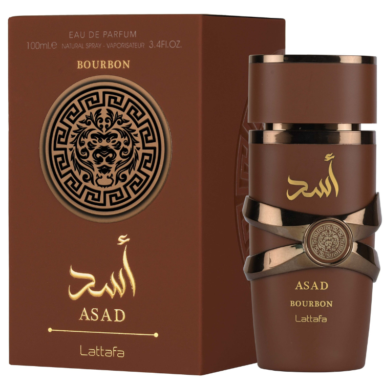 Lattafa Asad Bourbon 100ML EDP bold spicy woody fragrance for men available at Luca Perfumes Qatar with fast delivery in Doha
