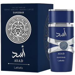 Lattafa Asad Zanzibar 100ML EDP warm spicy oriental fragrance for men available at Luca Perfumes Qatar with fast delivery across Doha
