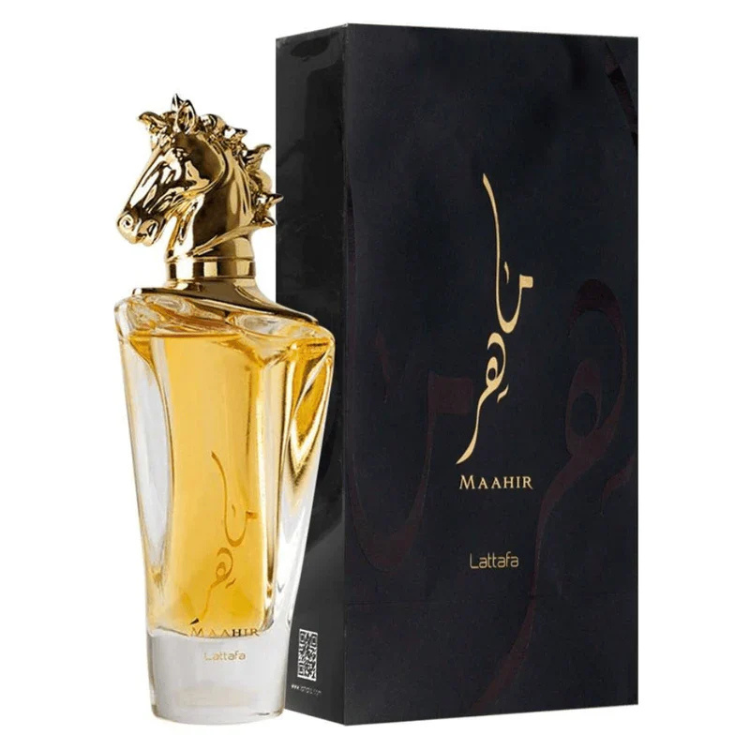Lattafa Maahir 100ML EDP bold woody oriental fragrance for men available at Luca Perfumes Qatar with fast delivery across Doha
