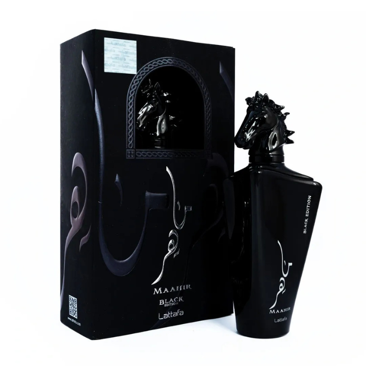 Lattafa Maahir Black Edition 100ML EDP bold woody oriental fragrance for men available at Luca Perfumes Qatar with fast delivery across Doha
