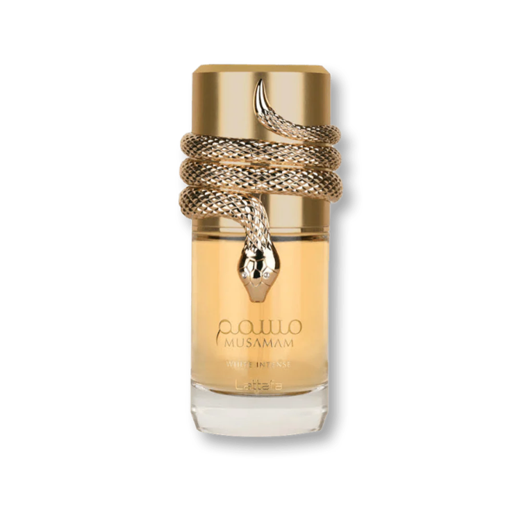 Lattafa Musamam White Intense 100ML EDP fresh spicy oriental fragrance for men available at Luca Perfumes Qatar with fast delivery in Doha
