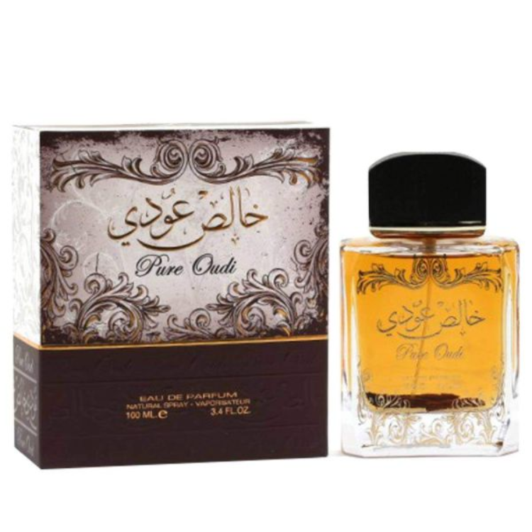 Lattafa Pure Oudi 100ML EDP rich woody oud fragrance for men available at Luca Perfumes Qatar with fast delivery across Doha
