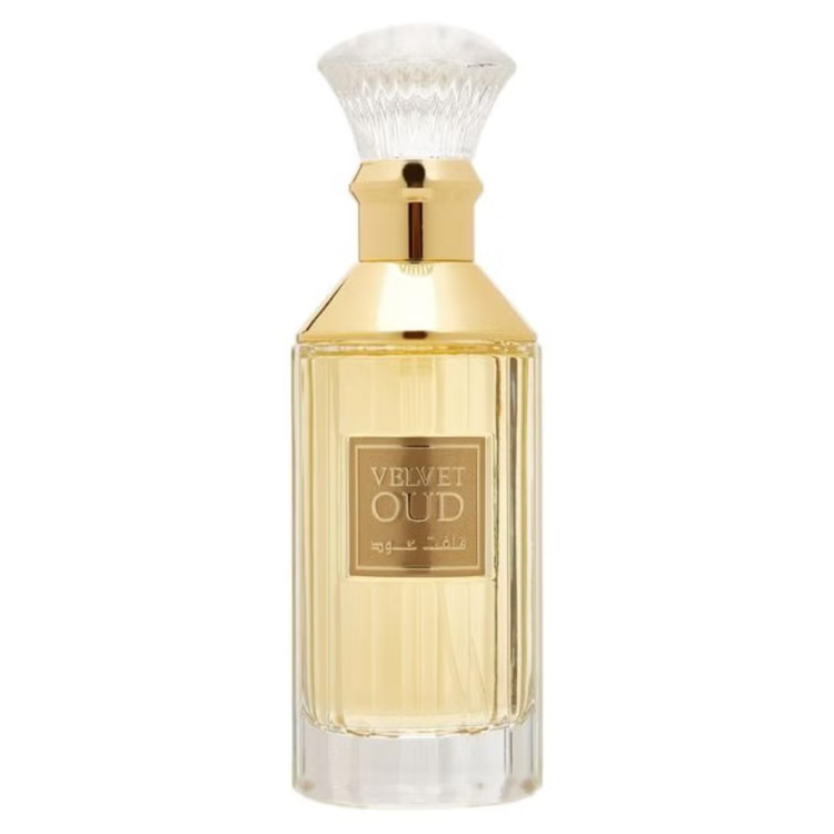 Lattafa Velvet Oud 100ML EDP luxurious rich oud fragrance for men available at Luca Perfumes Qatar with fast delivery in Doha
