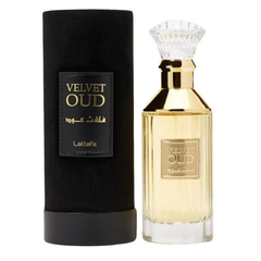 Lattafa Velvet Oud 100ML EDP luxurious rich oud fragrance for men available at Luca Perfumes Qatar with fast delivery in Doha
