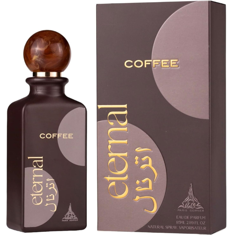 Paris Corner Eternal Coffee 100 ML EDP at Luca Perfumes Qatar, original unisex perfume with rich coffee, amber, and woody notes available in Doha, Qatar with fast delivery.
