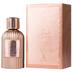 Paris Corner Qissa Delicious 100 ML EDP at Luca Perfumes Qatar, original unisex perfume with sweet gourmand, amber, and vanilla notes available in Doha, Qatar with fast delivery.
