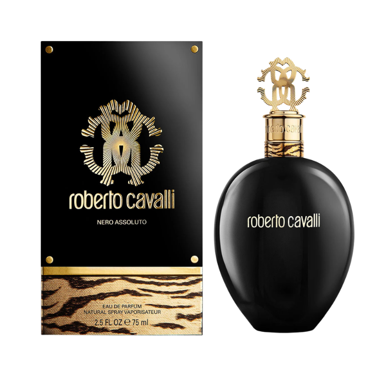 ROBERTO CAVALLI NERO ASSOLUTO EAU DE PARFUM 75ML for Women available at Luca Perfumes Qatar – authentic Roberto Cavalli perfume in Doha with same day delivery across Qatar
