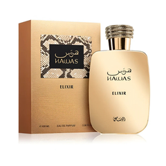 Rasasi Hawas Elixir 100 ML EDP at Luca Perfumes Qatar, original men’s fragrance with rich spicy, aquatic and amber notes available in Doha, Qatar with fast delivery.