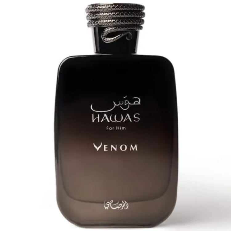Rasasi Hawas For Him Venom Eau De Parfum 100ML at Luca Perfumes Qatar – bold aquatic and woody men’s fragrance available in Qatar with fast delivery.
