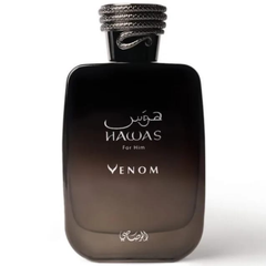 Rasasi Hawas For Him Venom Eau De Parfum 100ML at Luca Perfumes Qatar – bold aquatic and woody men’s fragrance available in Qatar with fast delivery.
