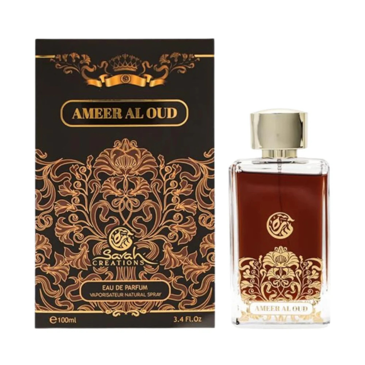 Sarah Creations Ameer Al Oud 100 ML EDP at Luca Perfumes Qatar, original men’s Arabic perfume with rich oud, spices, rose, amber and musk notes available in Doha, Qatar with fast delivery.