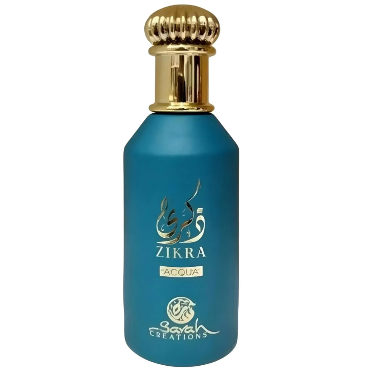 Sarah Creations Zikra Acqua Eau de Parfum 100ML EDP – fresh aquatic fragrance for men and women available at Luca Perfumes Qatar.