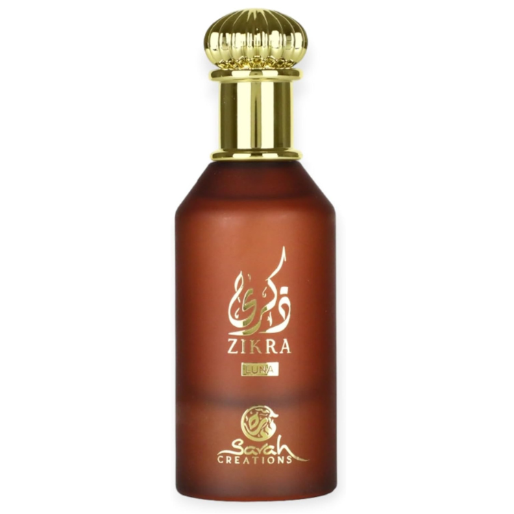 Sarah Creations Zikra Luna 100 ML EDP at Luca Perfumes Qatar, original unisex perfume with fruity, floral and amber notes including mango, apricot, rose, jasmine, vanilla and musk available in Doha, Qatar with fast delivery.
