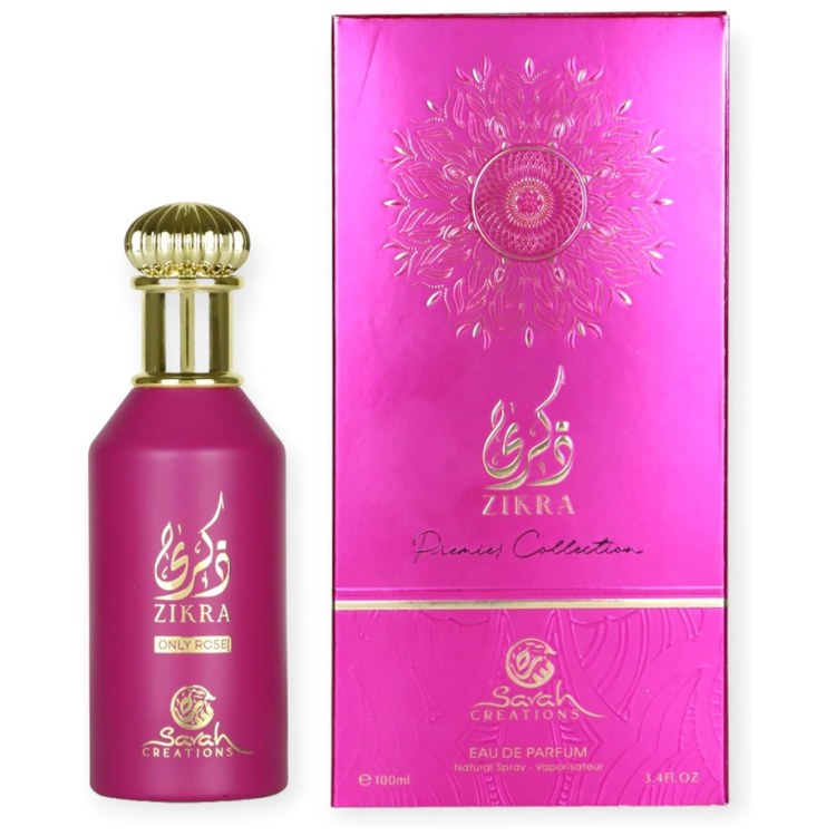 Sarah Creations Zikra Only Rose 100 ML EDP at Luca Perfumes Qatar, original unisex perfume with rose, jasmine, caramel, ambergris and white musk notes available in Doha, Qatar with fast delivery.