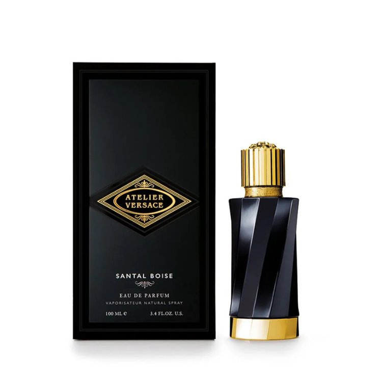 “Versace Atelier Santal Boise 100ml EDP perfume with warm creamy sandalwood scent, original fragrance in Qatar”
