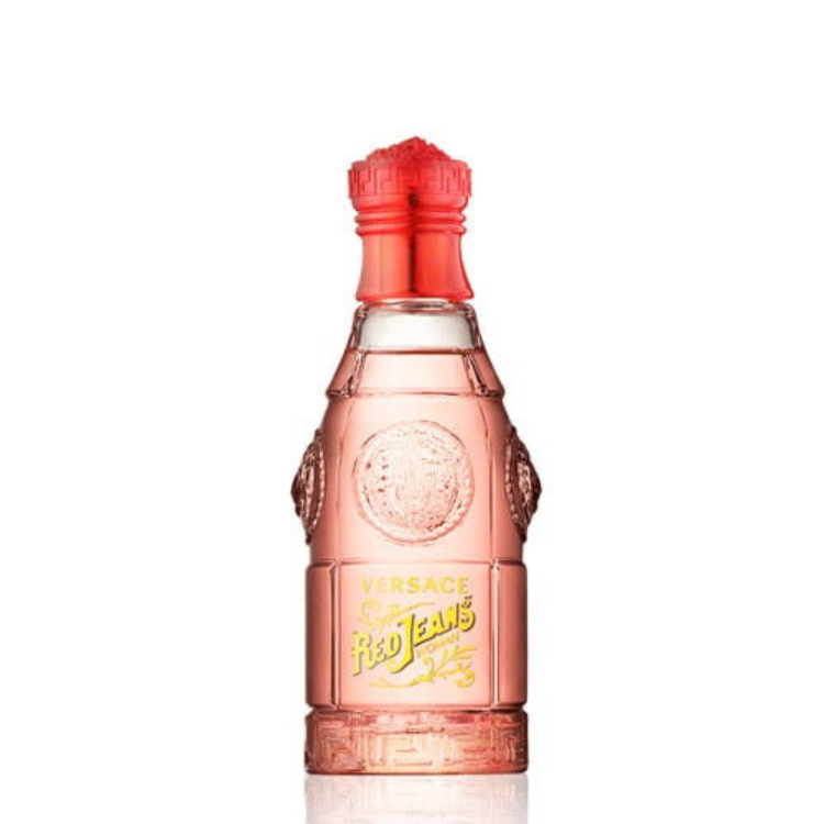 “Versace Red Jeans Woman 75ml EDT perfume with sweet fruity floral scent, original fragrance in Qatar”
