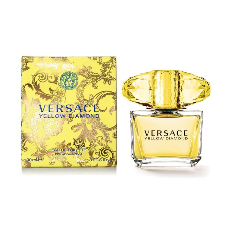“Versace Yellow Diamond 90ml EDT perfume with fresh citrus floral scent, original fragrance in Qatar”
